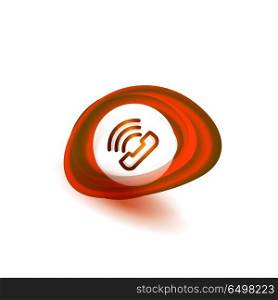 Old fashioned phone button, call center support icon. Old fashioned phone button, call center support icon, vector illustration