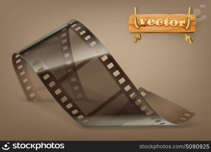 Old film strip with transparency, 3d vector icon