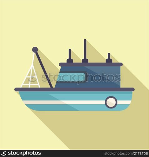 Old fishing boat icon flat vector. Sea ship. Marine vessel. Old fishing boat icon flat vector. Sea ship