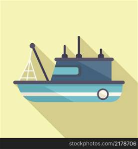 Old fishing boat icon flat vector. Sea ship. Marine vessel. Old fishing boat icon flat vector. Sea ship