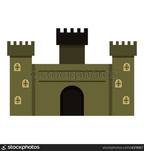 Old fortress towers icon flat isolated on white background vector illustration. Old fortress towers icon isolated