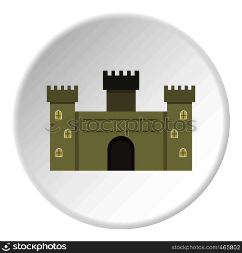 Old fortress towers icon in flat circle isolated on white background vector illustration for web. Old fortress towers icon circle