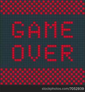 Old game over. Game over. Old video game square template. Brick game pieces. Vector illustration.