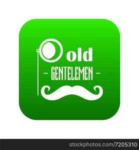 Old gentlemen icon green vector isolated on white background. Old gentlemen icon green vector