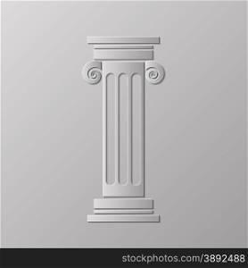 Old Greek Column Isolated on Grey Background. Greek Column