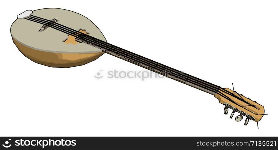 Old guitar, illustration, vector on white background.
