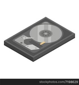 Old hard disk icon. Isometric of old hard disk vector icon for web design isolated on white background. Old hard disk icon, isometric style