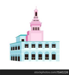 Old Havana flat color vector object. Traditional colorful buildings in Cuba. Cuban architecture and landmark isolated cartoon illustration for web graphic design and animation. Old Havana flat color vector object
