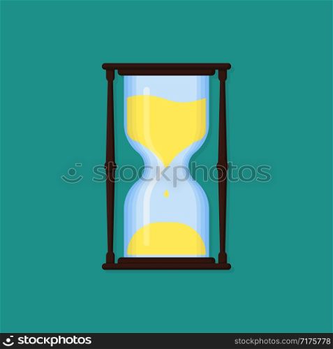old hourglass with shadow in flat style, vector. old hourglass with shadow in flat style