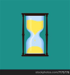 old hourglass with shadow in flat style, vector. old hourglass with shadow in flat style