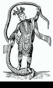 Old illustration of Vishnu in the 8th Avatar. Live trace vector. From History of the Ancient and Honorable Fraternity of Free and Accepted Masons and Concordant Orders, edited by Lee C. Hascall, et. al., 1890