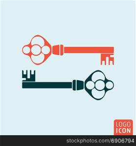 Old key icon. Two antique keys isolated. Vector illustration.. Old key icon isolated