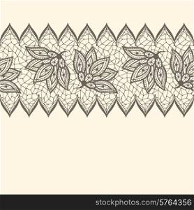 Old lace seamless pattern ornamental border. Vector texture.