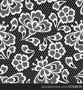 Old lace seamless pattern ornamental flowers. Vector texture.