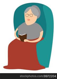 Old lady in chair, illustration, vector on white background