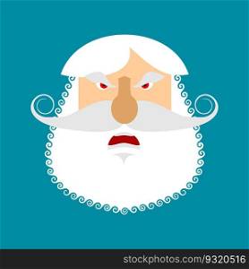 Old man angry Emoji. senior with gray beard face Aggressive emotion isolated