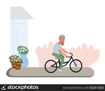 Old man riding bicycles, cartoon character desighn