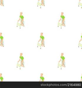 Old man with walking frame pattern seamless background texture repeat wallpaper geometric vector. Old man with walking frame pattern seamless vector