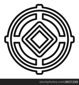 Old manhole icon outline vector. Sewer lid. Circle metal. Old manhole icon outline vector. Sewer lid