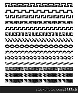 Old mediterranean greek mythology vector pattern repetitive borders set. Border pattern in greek style horizontal illustration. Old mediterranean greek mythology vector pattern repetitive borders set