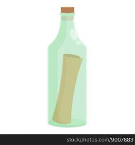 Old message bottle icon cartoon vector. Wine pirate. Note post. Old message bottle icon cartoon vector. Wine pirate