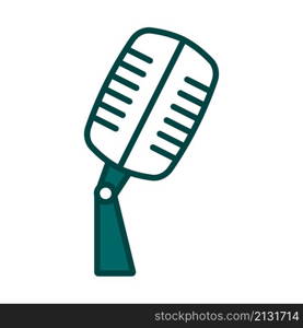 Old Microphone Icon. Editable Bold Outline With Color Fill Design. Vector Illustration.