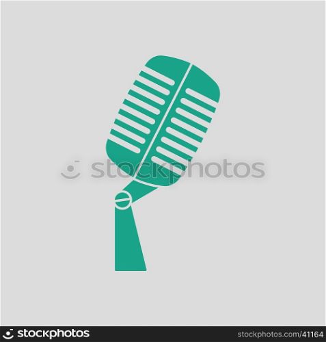 Old microphone icon. Gray background with green. Vector illustration.