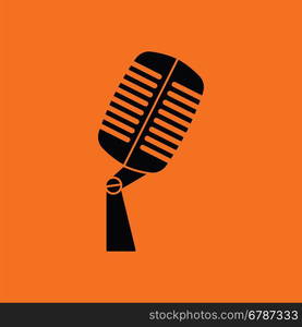 Old microphone icon. Orange background with black. Vector illustration.