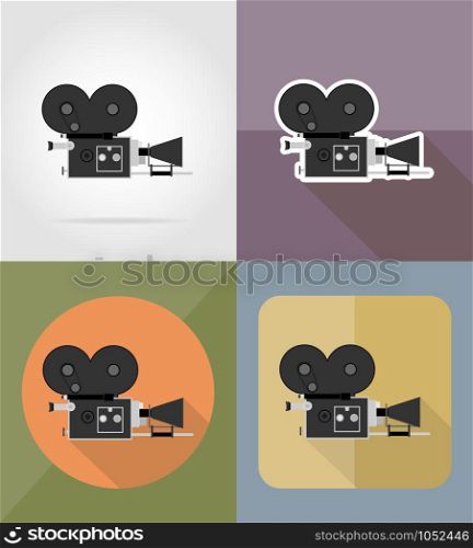 old movie camera flat icons vector illustration isolated on background