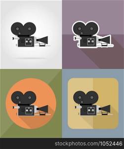 old movie camera flat icons vector illustration isolated on background