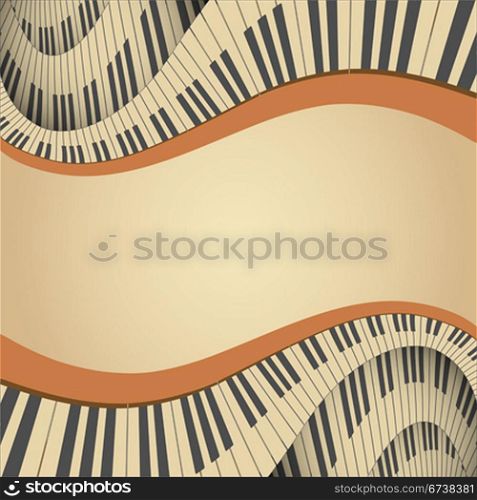 Old musical frame with piano keyboard. | Vector illustration.