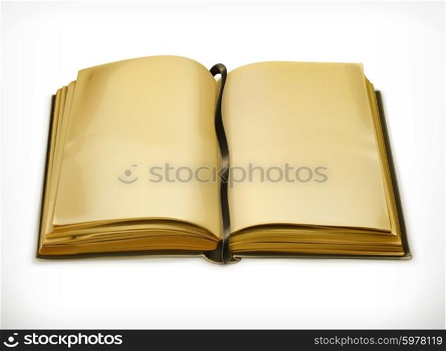 Old open book, vector illustration