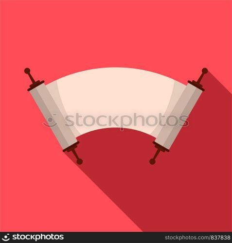 Old open rolled papyrus icon. Flat illustration of old open rolled papyrus vector icon for web design. Old open rolled papyrus icon, flat style