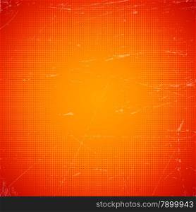 Old orange scratched paper card with halftone gradient