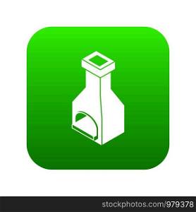 Old oven icon green vector isolated on white background. Old oven icon green vector