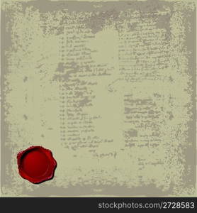 old paper background with text and red seal