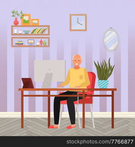 Old people play video game. Modern senior people gadgets. Oldster education computer. Old progressive use modern technology. Learning to use PC. Elderly couple gadgets. Aging parents video conference. Old people play video game. Senior people with different gadgets. Oldster education on computer