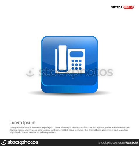 Old phone icon. - 3d Blue Button.