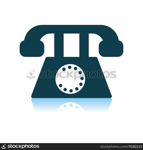 Old Phone Icon. Shadow Reflection Design. Vector Illustration.