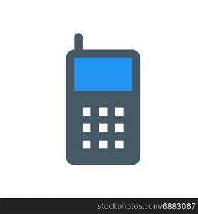 old phone with antenna, icon on isolated background