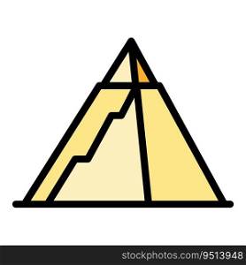 Old pyramid icon outline vector. Ancient egypt. Cairo desert color flat. Old pyramid icon vector flat
