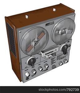 Old radio recorder, illustration, vector on white background.