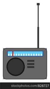 Old radio with antenna, illustration, vector on white background.
