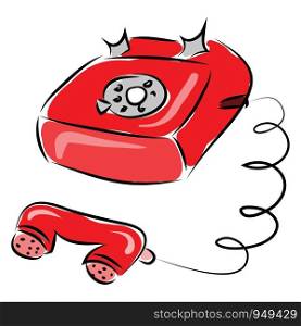 Old red phone illustration vector on white background