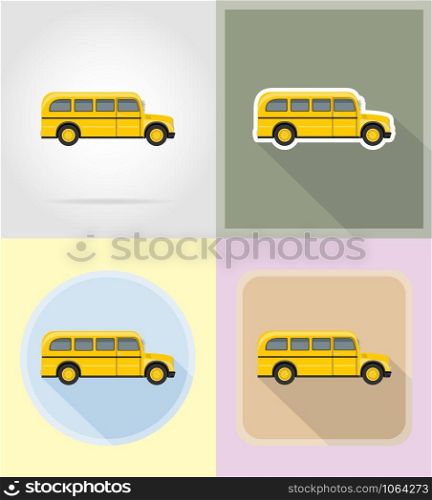 old retro bus flat icons vector illustration isolated on background