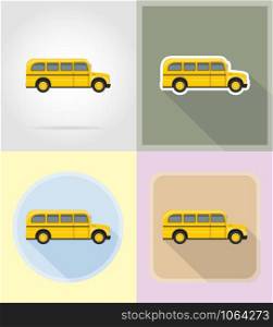 old retro bus flat icons vector illustration isolated on background