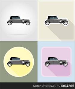 old retro car flat icons vector illustration isolated on background