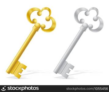 old retro keys door lock vector illustration isolated on white background