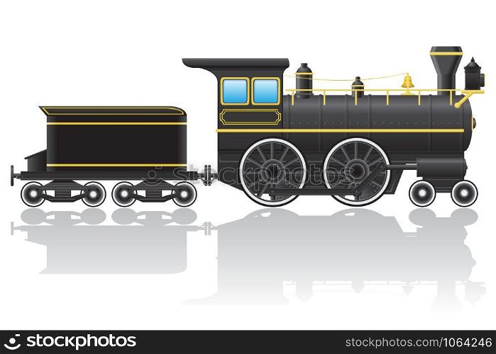 old retro locomotive vector illustration isolated on white background