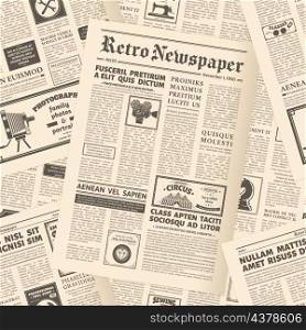 Old retro newspaper spread pages background poster. Vintage newspaper pages seamless pattern, newsprint vector background illustration. Retro newspaper page backdrop. Columns with headlines. Old retro newspaper spread pages background poster. Vintage newspaper pages seamless pattern, newsprint vector background illustration. Retro newspaper page backdrop
